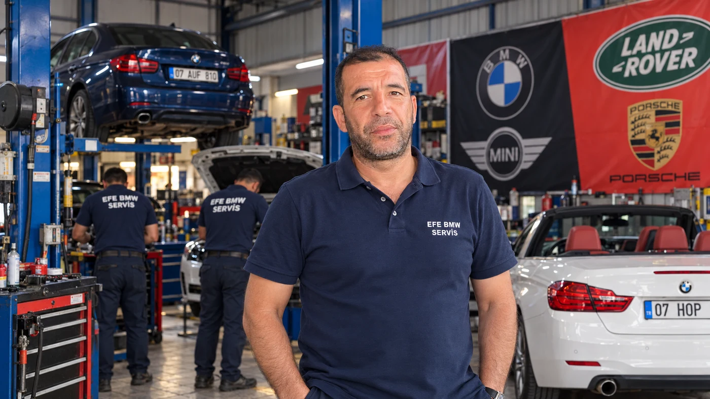 EFE BMW Özel Servis işletme sahibi ve ustası servis ortamında